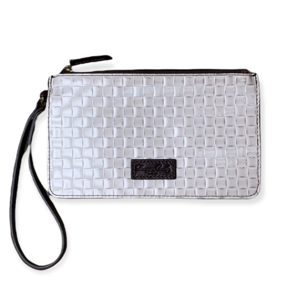 Dooney & Bourke Wristlet with woven appearance & red interior